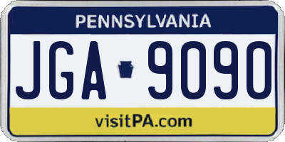 PA license plate JGA9090