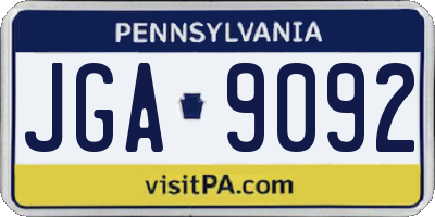 PA license plate JGA9092