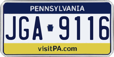 PA license plate JGA9116