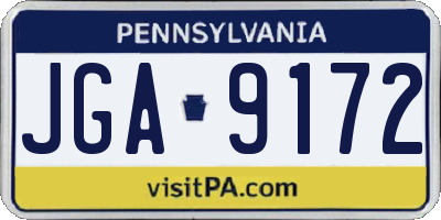 PA license plate JGA9172