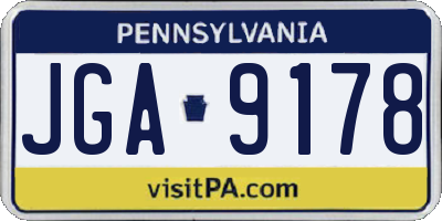 PA license plate JGA9178