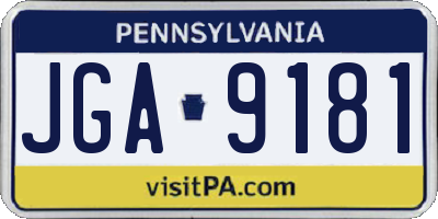 PA license plate JGA9181