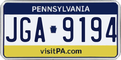 PA license plate JGA9194
