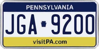 PA license plate JGA9200