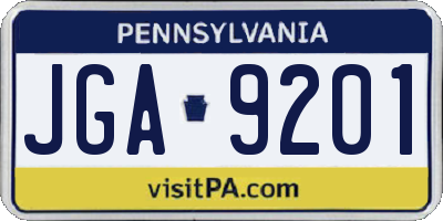PA license plate JGA9201