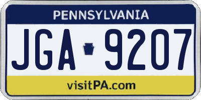 PA license plate JGA9207