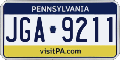 PA license plate JGA9211