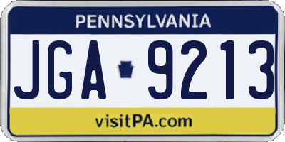 PA license plate JGA9213