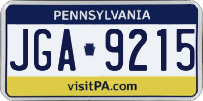 PA license plate JGA9215