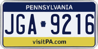 PA license plate JGA9216