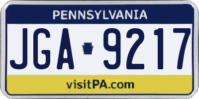 PA license plate JGA9217