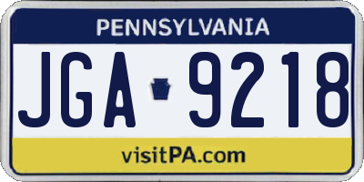 PA license plate JGA9218