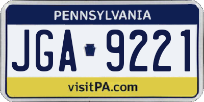 PA license plate JGA9221