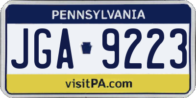 PA license plate JGA9223
