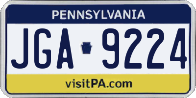 PA license plate JGA9224