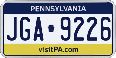 PA license plate JGA9226