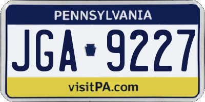 PA license plate JGA9227