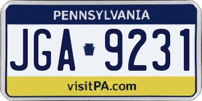 PA license plate JGA9231