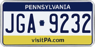 PA license plate JGA9232
