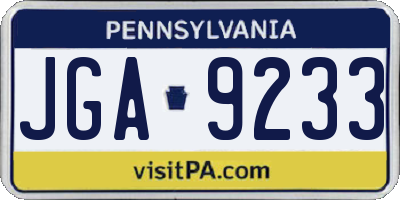 PA license plate JGA9233