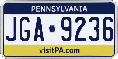 PA license plate JGA9236