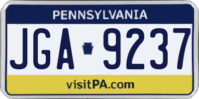 PA license plate JGA9237