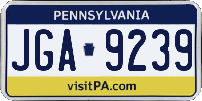 PA license plate JGA9239