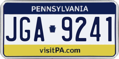 PA license plate JGA9241