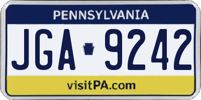 PA license plate JGA9242