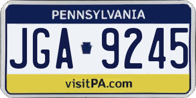PA license plate JGA9245