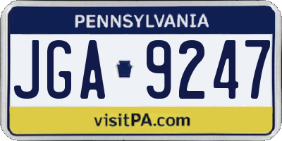 PA license plate JGA9247