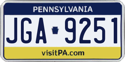 PA license plate JGA9251