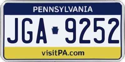 PA license plate JGA9252