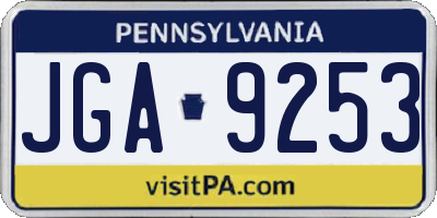 PA license plate JGA9253