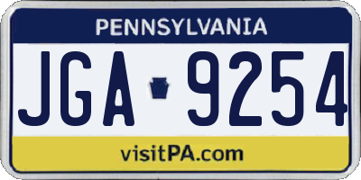 PA license plate JGA9254