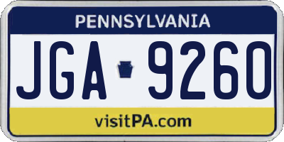 PA license plate JGA9260