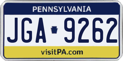 PA license plate JGA9262
