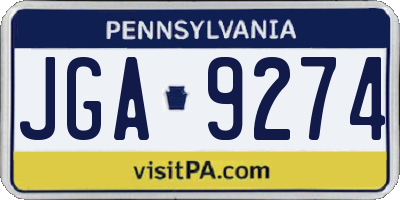 PA license plate JGA9274