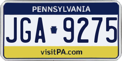 PA license plate JGA9275