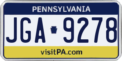 PA license plate JGA9278