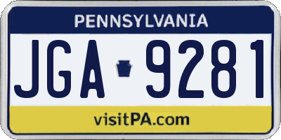 PA license plate JGA9281