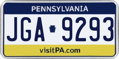PA license plate JGA9293