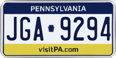 PA license plate JGA9294