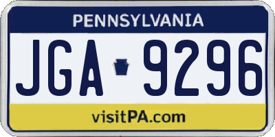 PA license plate JGA9296