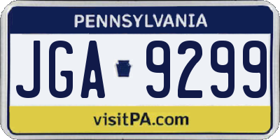 PA license plate JGA9299