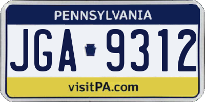 PA license plate JGA9312