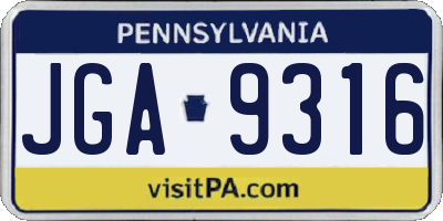PA license plate JGA9316