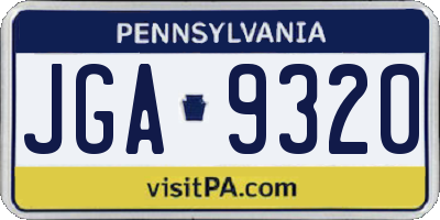 PA license plate JGA9320