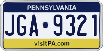 PA license plate JGA9321