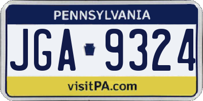 PA license plate JGA9324